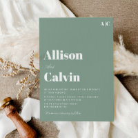 sage - groene moderne sms - huwelijksuitnodiging
