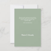 Sage groene moderne trouwfoto dank u kaart (Achterkant)