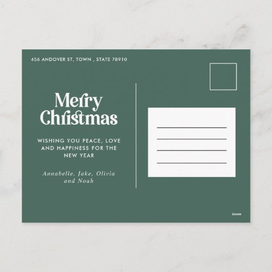 Sage-groene moderne waterverf botanische typografi feestdagenkaart (Achterkant)