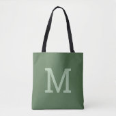 Sage Groene Monogram Initiaal Canvas tas (Voorkant)