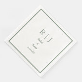 Sage Groene Monogram Naam Minimale Elegante Bruilo Servet (Hoek)