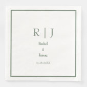 Sage Groene Monogram Naam Minimale Elegante Bruilo Servet (Voorkant)