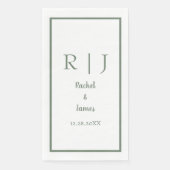 Sage Groene Monogram Naam Minimale Elegante Bruilo Servet (Voorkant)