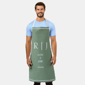 Sage Groene Monogrammen Eenvoudig Elegant Moderne Schort (Gedragen)