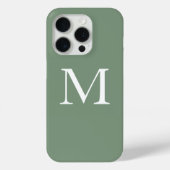 Sage Groene Monogrammen Wit Eenvoudige Douanekleur Case-Mate iPhone Case (Achterkant)
