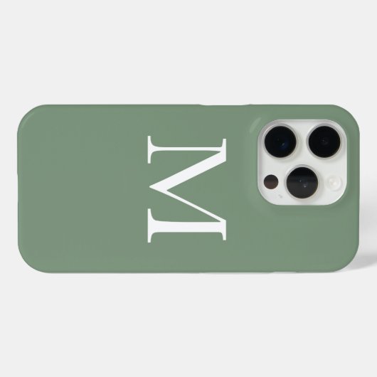 Sage Groene Monogrammen Wit Eenvoudige Douanekleur Case-Mate iPhone Case (Achterkant (horizontaal))