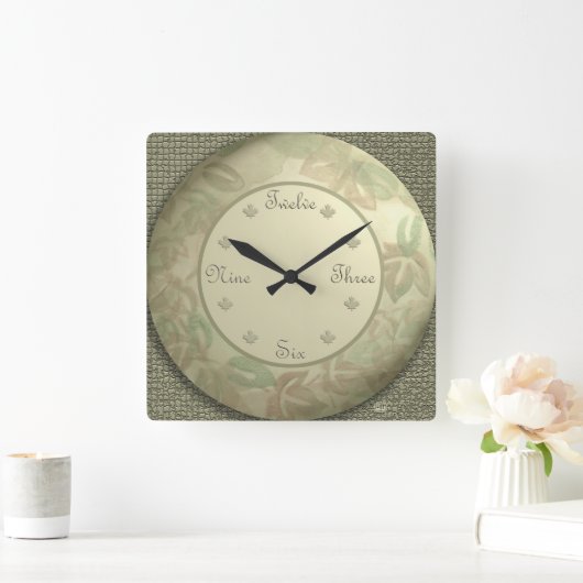 Sage groene muurklok vierkante klok (Huis)