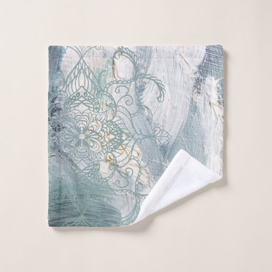 Sage Groene Naam Abstract Henna Bad Handdoek (Wasdoekje)