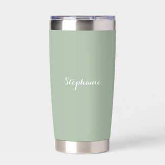 Sage Groene Naam Modern Elegant Monogram Boho Geïsoleerde Drinkbeker