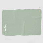 Sage Groene Naam Modern Elegant Monogram Boho Golfhanddoek (Horizontaal)