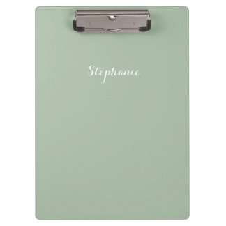 Sage Groene Naam Modern Elegant Monogram Boho Klembord