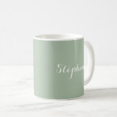 Sage Groene Naam Modern Elegant Monogram Boho Koffiemok (Voorkant rechts)