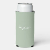 Sage Groene Naam Modern Elegant Monogram Boho Seltzer Blikjeskoeler (Seltzer Voorkant)