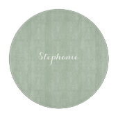 Sage Groene Naam Modern Elegant Monogram Boho Snijplank (Voorkant)
