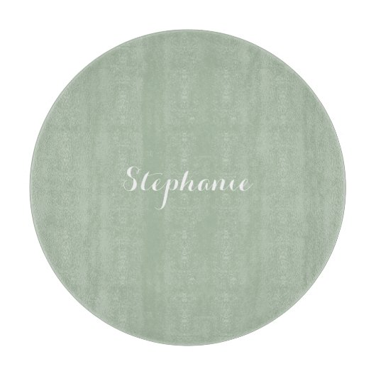 Sage Groene Naam Modern Elegant Monogram Boho Snijplank (Voorkant)