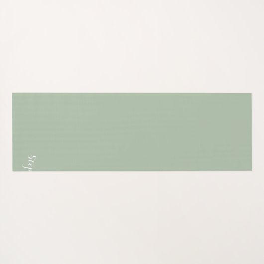 Sage Groene Naam Modern Elegant Monogram Boho Yogamat (Achterkant (horizontaal))