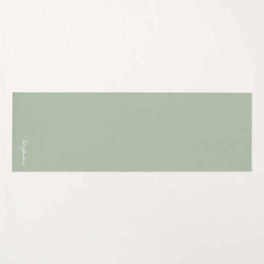 Sage Groene Naam Modern Elegant Monogram Boho Yogamat (Voorkant (horizontaal))