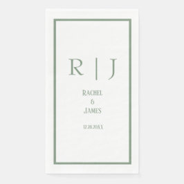 Sage Groene Naam Monogram Eenvoudig Elegant Huweli Servet