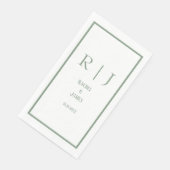 Sage Groene Naam Monogram Eenvoudig Elegant Huweli Servet (Hoek)