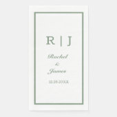 Sage Groene Naam Monogram Minimale Elegante Bruilo Servet (Voorkant)