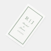 Sage Groene Naam Monogram Minimale Elegante Bruilo Servet (Hoek)