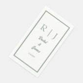 Sage Groene Naam Monogram Minimale Elegante Bruilo Servet (Hoek)