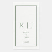 Sage Groene Naam Monogram Minimale Elegante Bruilo Servet (Voorkant)