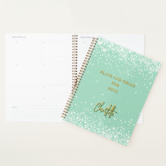 Sage groene naam script 2026 planner (Display)