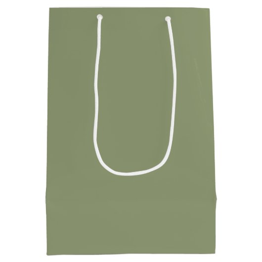 Sage Groene Neutrale Elegant Vaste Kleur Medium Cadeauzakje (Achterkant)