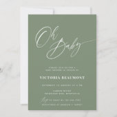 Sage Groene Oh Baby Shower Uitnodiging (Voorkant)