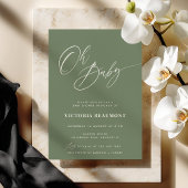 Sage Groene Oh Baby Shower Uitnodiging