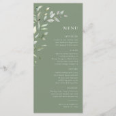 Sage Groene Olijf Botanische Elegante Bruiloft Men Programmakaart (Voorkant)
