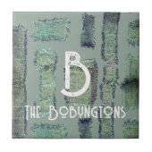 Sage groene olijf pastel monogram abstract modern tegeltje (Voorkant)