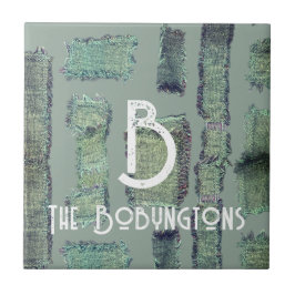 Sage groene olijf pastel monogram abstract modern tegeltje