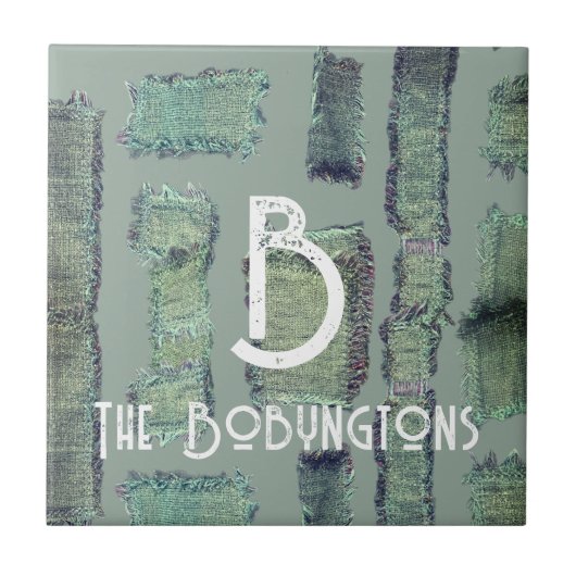 Sage groene olijf pastel monogram abstract modern tegeltje (Voorkant)