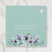 Sage Groene Paarse Waterverf Bloemenbruiloft Bedankjes Labels (Achterkant)