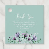 Sage Groene Paarse Waterverf Bloemenbruiloft Bedankjes Labels (Voorkant)