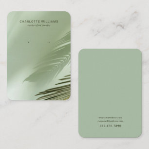 Sage Groene Palm Schaduw Sieraden Kaart Visitekaartje