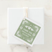 Sage groene papel picado houdt van bruiloft bedankjes labels (In situ)