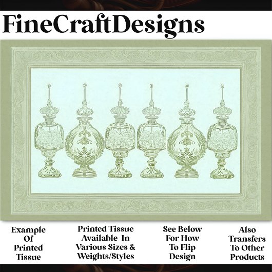 Sage Groene Parfum Flessen Decanters AD8 Decoupage Tissuepapier