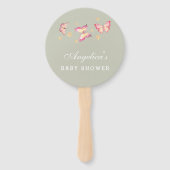 Sage Groene Perzik Roze Vlinder Baby shower Handwaaier (Voorkant)