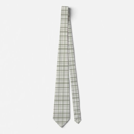 Sage groene plaid - zachte neutrale plaid stropdas (Voorkant)