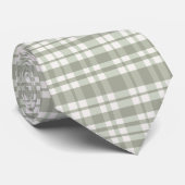 Sage groene plaid - zachte neutrale plaid stropdas (Opgerold)
