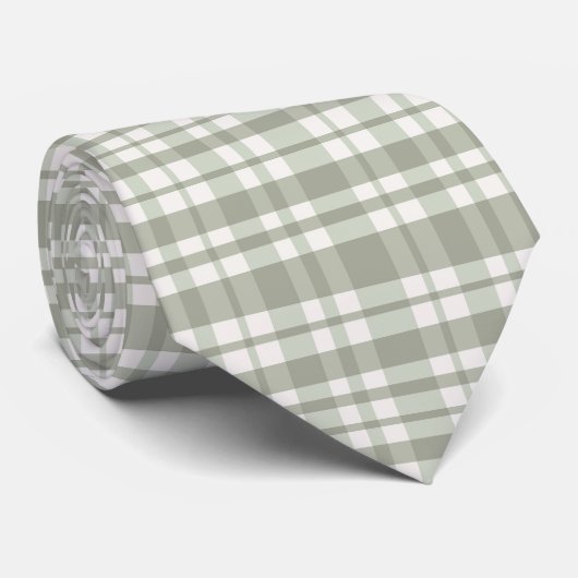 Sage groene plaid - zachte neutrale plaid stropdas (Opgerold)