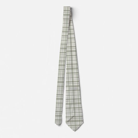 Sage groene plaid - zachte neutrale plaid stropdas (Achterkant)