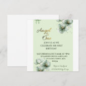 Sage Groene Platte Save the Date Kaart| Save the D (Voorkant / Achterkant)