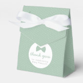 Sage groene polka dot bow stropdas baby shower bedankdoosjes (Voorkant Zijde)