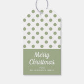 Sage Groene Polka Dots Vrolijk Kerstfeest Cadeaulabel (Voorkant)