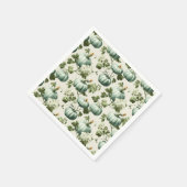 Sage Groene Pompoenen & Herfst Bloemen Servet (Hoek)