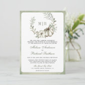 Sage Groene Pompoenkrans QR Code Bruiloft Kaart (Staand voorkant)